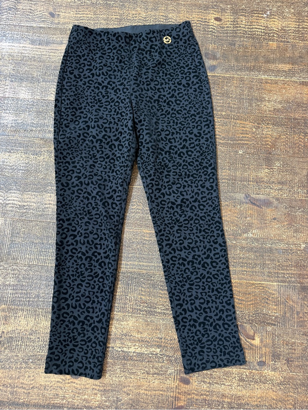 MICHAEL Michael Kors Black Leopard Velvet Ankle Pants